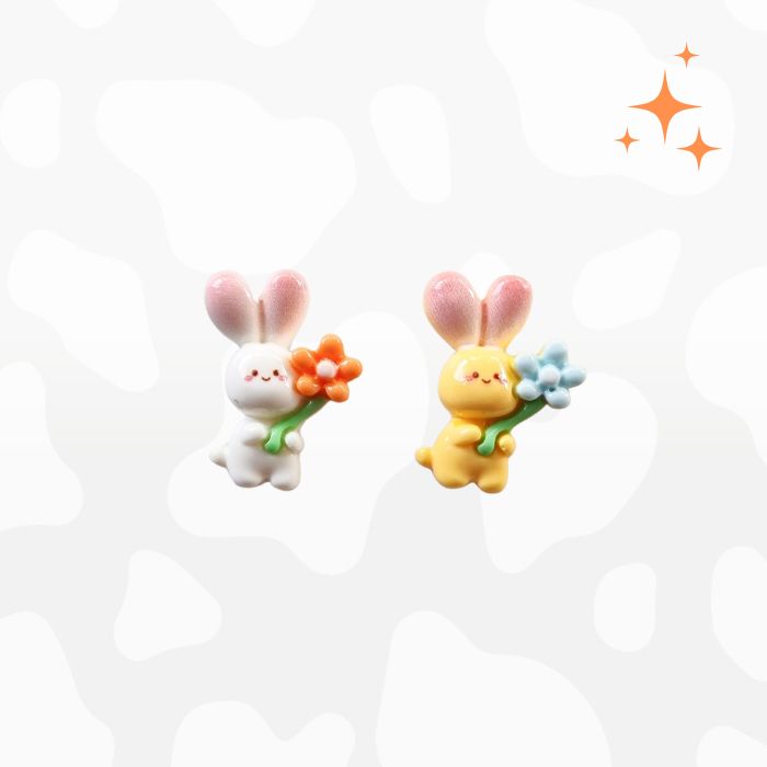 Rabbit Holding Flower Random - Charm