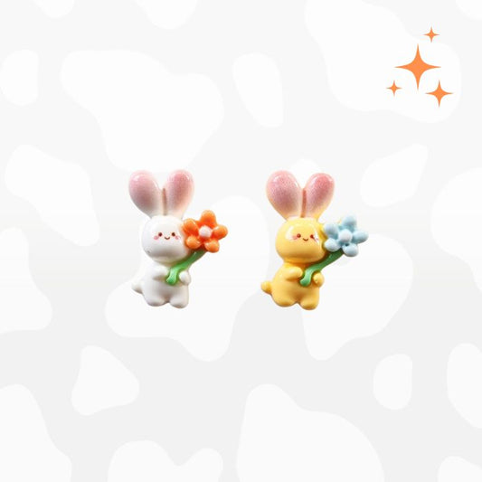 Rabbit Holding Flower Random - Charm